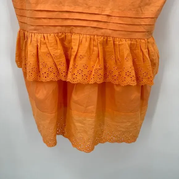 MARE MARE x ANTHROPOLOGIE Orange Tie-Strap Tiered Eyelet Top // M - Picture 8 of 10